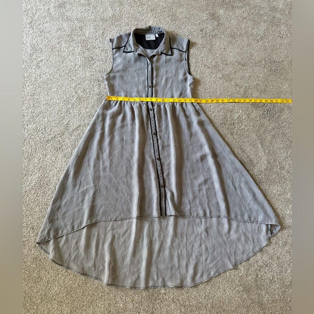 WeZC Summer sleeveless button-down dress size S gathered waist high-low striped - Picture 7 of 11